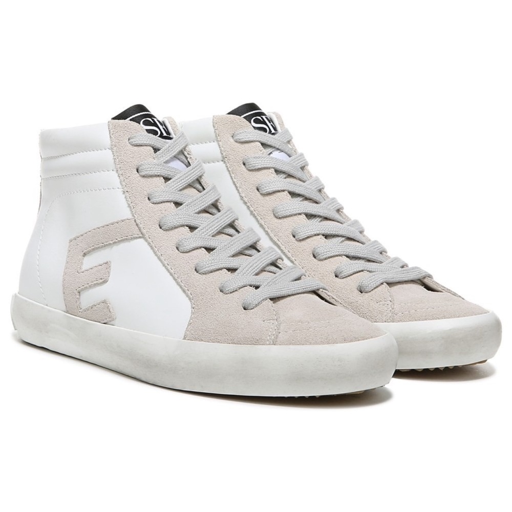 Sam Edelman White and Gray Kids High-Top Sneakers